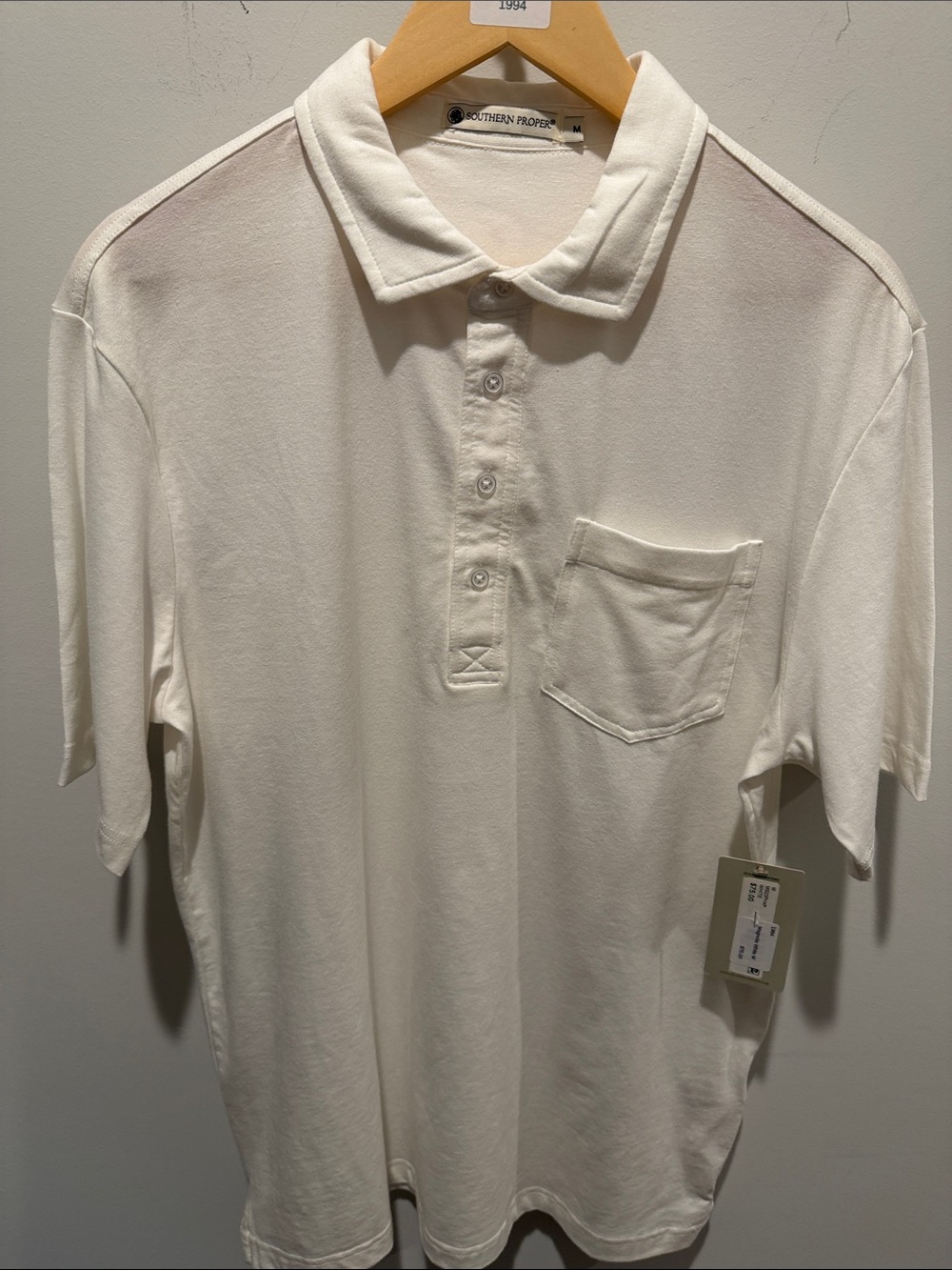 Southern Proper Cream Short-Sleeve Polo with Pocket